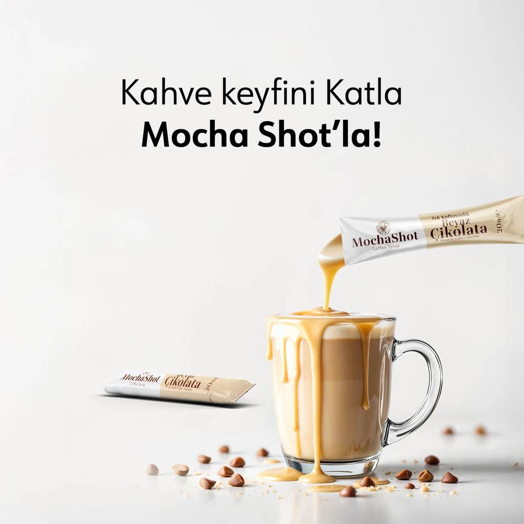 Mocha Shot Beyaz Çikolata Aromalı Tek Kullanımlık Kahve Şurubu 20 ml x 15 Adet