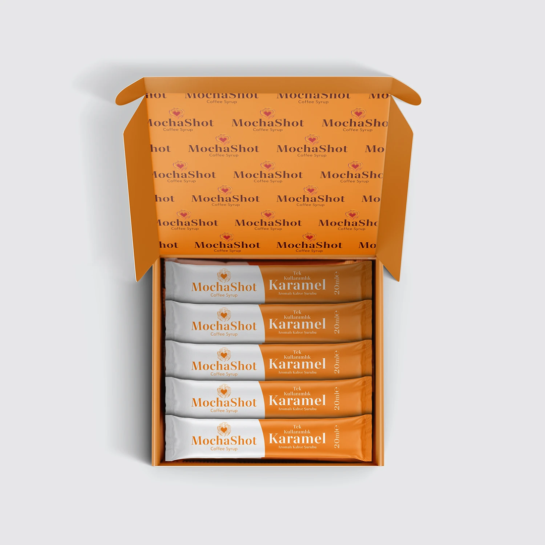 Mocha Shot Karamel Aromalı Tek Kullanımlık Kahve Şurubu 20 ml x 15 Adet